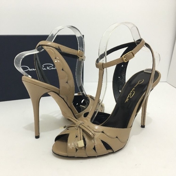 Oscar de la Renta Shoes - Oscar De La Renta Nude Patent Heels Sandals 39.5